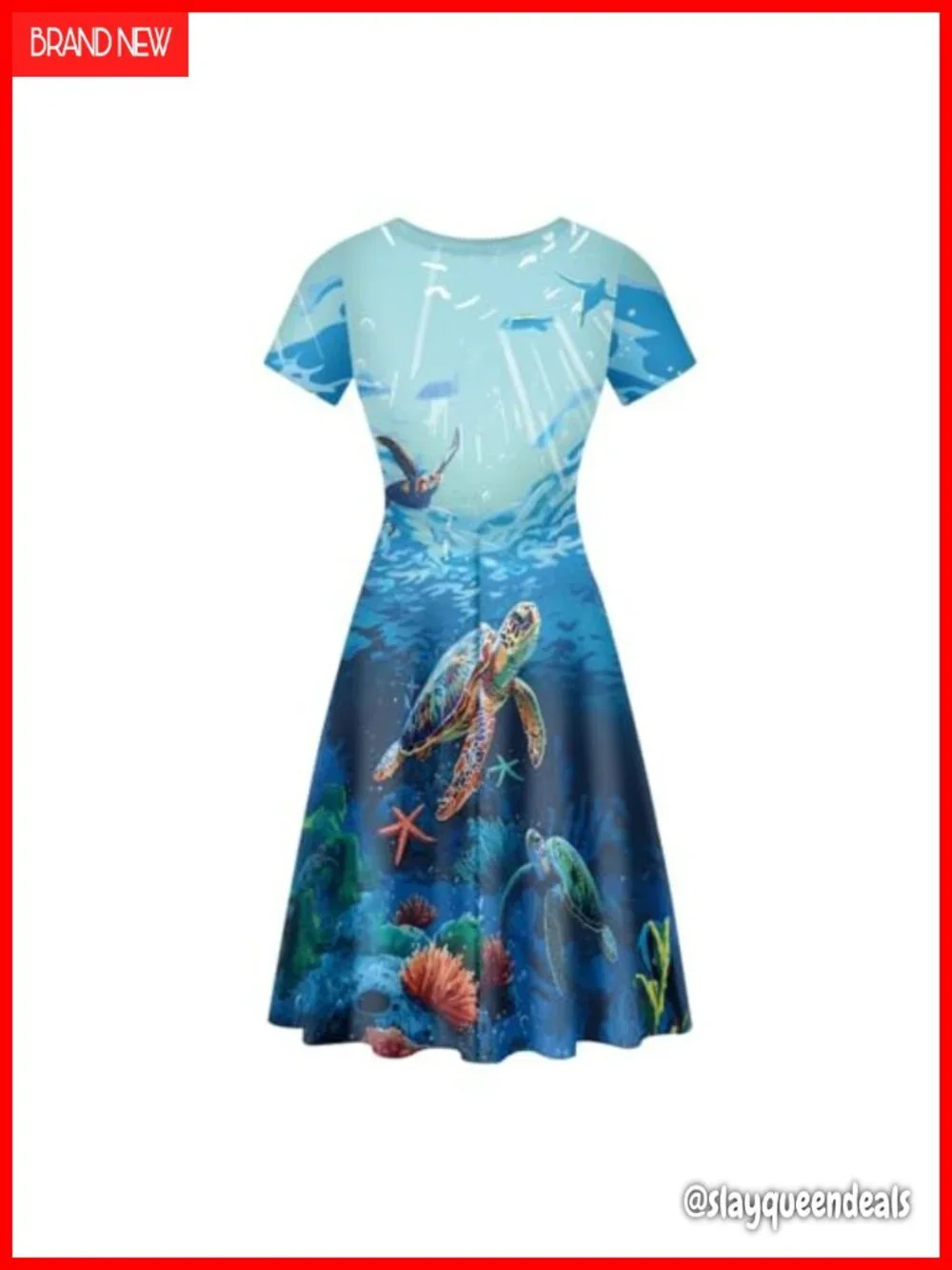 Plus Size Midi Dress Short Sleeve Summer Sundress Tunic Curved Hem